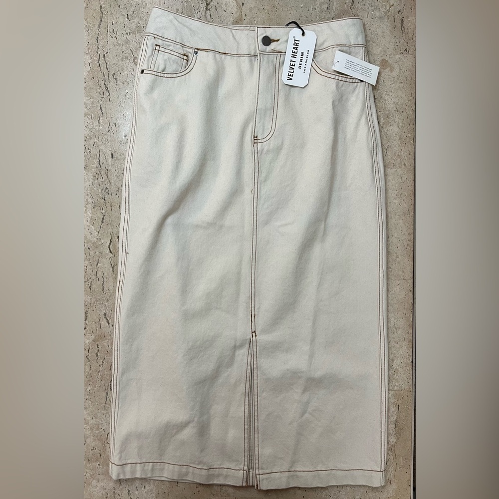 Velvet Heart Paulina Midi Denim Skirt Size XL - Picture 2 of 7